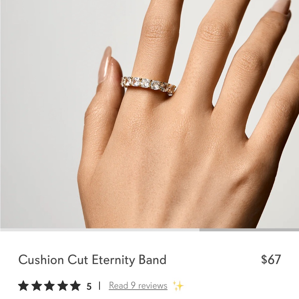 Gold and Silver Cushion Cut Eternity Band